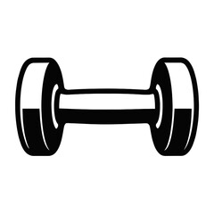 Black Dumbbell Weight Vector Icon - Fitness and Workout Equipment Symbol