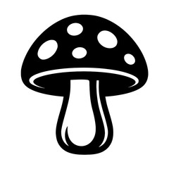 Black Mushroom Icon Vector Illustration - Simple Fungi Symbol