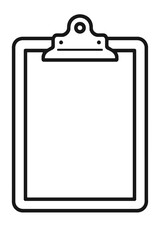 Simple Black and White Clipboard Outline Icon - Document, Task, and Management Symbol