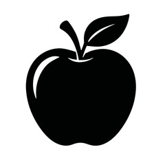 Bold Black Apple Fruit Silhouette Vector - Iconic Symbol of Healthy Eating and Knowledge