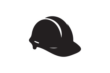 Fototapeta premium Construction Hard Hat silhouette icon on background.
