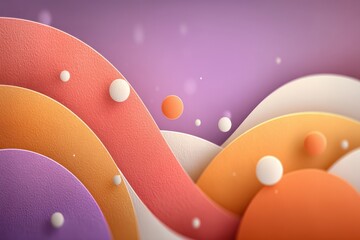 Modern vibrant abstract illustration with smooth curves and spheres in pastel hues