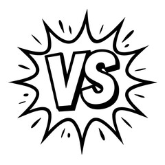 VS Versus Comic Explosion Doodle - Dynamic Comparison Symbol