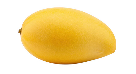 Single ripe yellow mango fruit isolated on transparent background