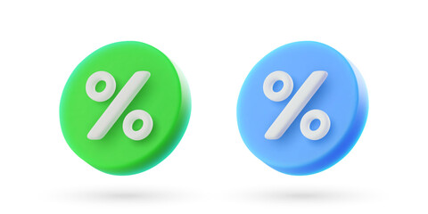 3d vector percent icons in cartoon minimal style.
