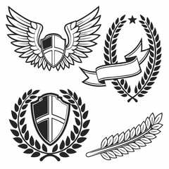 Obraz premium Generated AI Majestic Winged Shield and Laurel Wreath Design Elements