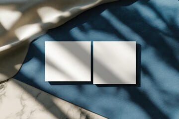 Classic Business Card Layout. Blank Blue Back with Address and Contact Information