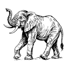 Fototapeta premium Hand-Drawn Elephant Sketch with Grand Ears and Textured Skin in Classic Zoo Theme