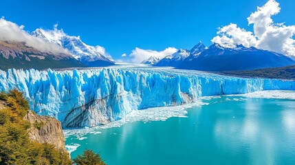 Patagonian Glacier Landscape: Blue Ice and Mountain Peaks