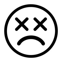 Knockout or Dead Emoji Face with X Eyes Vector Icon - Expressing Defeat, Exhaustion, or Failure