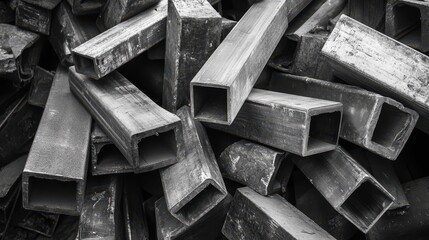Aluminum Stock: Bunch of Typical Construction Profile Shapes in Industry