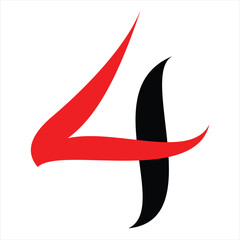 Stylish Red and Black Number Four Design