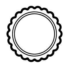 Black and White Outline Vector of a Scalloped Circular Badge or Border