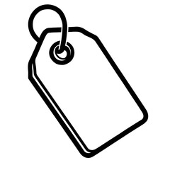 Black and White Outline Icon of a Price Tag or Label