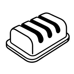 Black and White Outline Icon of a Butter Dish for Kitchen or Food
