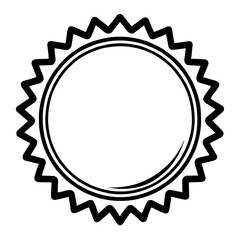 Black and White Outline Vector of a Sunburst or Starburst Circle Badge