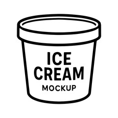 Simple Black and White Ice Cream Cup Icon - Dessert or Sweet Treat