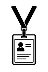 Simple Black and White Employee ID Badge Icon - Identification and Access Symbol