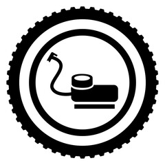 Tire Air Pump Icon. Wheel Inflation Symbol. Car Tire Service Sign.