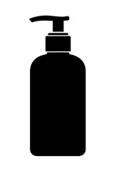 Simple Black and White Pump Bottle Icon - Dispenser for Soap or Sanitizer