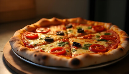 Deliciosa pizza recién hecha