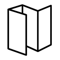 Simple Black and White Tri-Fold Brochure Icon - Document or Pamphlet Symbol