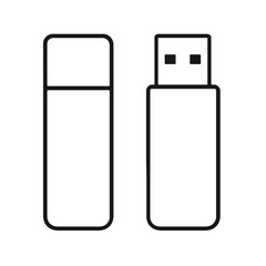 Simple Black and White USB Flash Drive Icon - Portable Data Storage