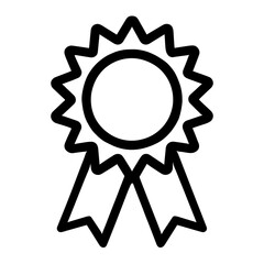 Simple Black and White Blank Award Ribbon Rosette Icon - Prize or Achievement Symbol