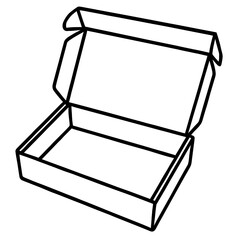 Simple Black and White Open Box Icon - Packaging and Delivery Symbol