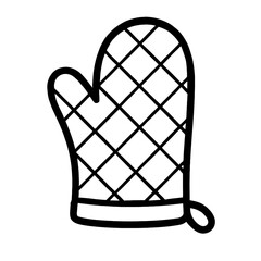 Simple Black and White Oven Mitt Icon - Kitchen and Cooking Safety