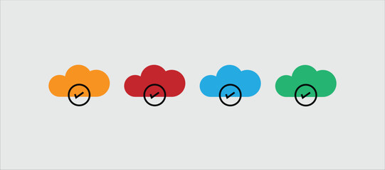 Connected Cloud Computing Icon on gray background 