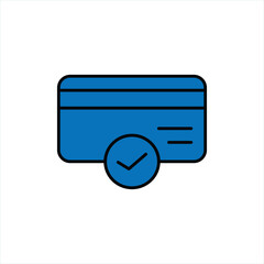  Credit card payment icon with checkmark signifying approved transaction