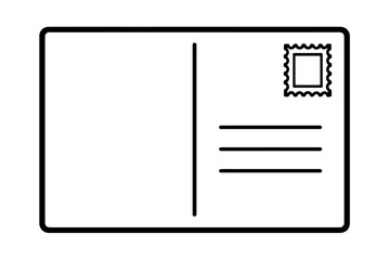 Simple Black and White Postcard Back Icon