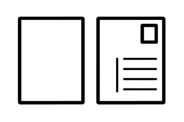 Simple Black and White Postcard Icon