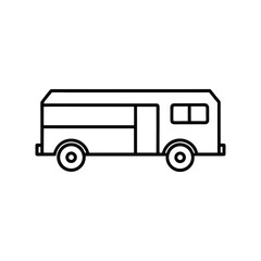 farm trailer line art on white background