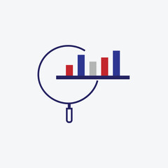 Flat line design style modern vector Analyzing icon, flat style trend modern logotype graphic design on gray  background