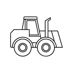 front end loader line art on white background
