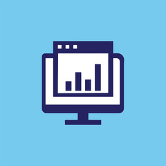 Website Analytics vector design isolated on blue background 