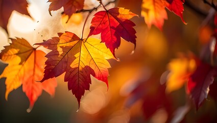 Fototapeta premium Autumn Leaves Vibrant Colors of Fall Foliage Photography