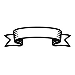 Simple Black and White Horizontal Ribbon Banner Icon
