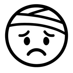 Simple Black and White Hurt or Injured Emoji Icon