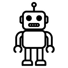 Simple Black and White Robot Toy Icon
