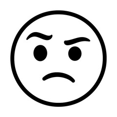 Simple Black and White Annoyed or Skeptical Face Emoji Icon