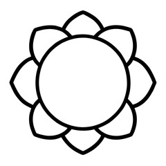 Simple Black and White Stylized Flower Outline Vector - Nature and Decorative Element