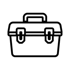 Simple Black and White Outline Toolbox Icon - Professional Work and Repair Symbol