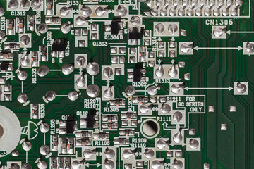 Detailed close-up of an electronic circuit board