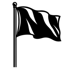 Simple Black Waving Flag Icon for Symbolism and Events