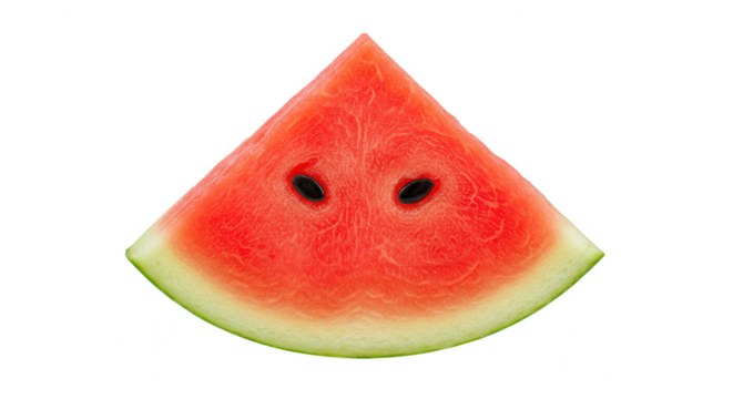 Triangular slice of watermelon isolated on transparent background