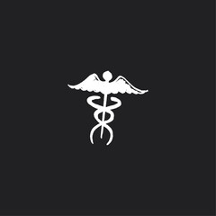 Caduceus medical symbol icon logo flat vector design