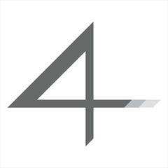 Modern Number Four Graphic Design Element